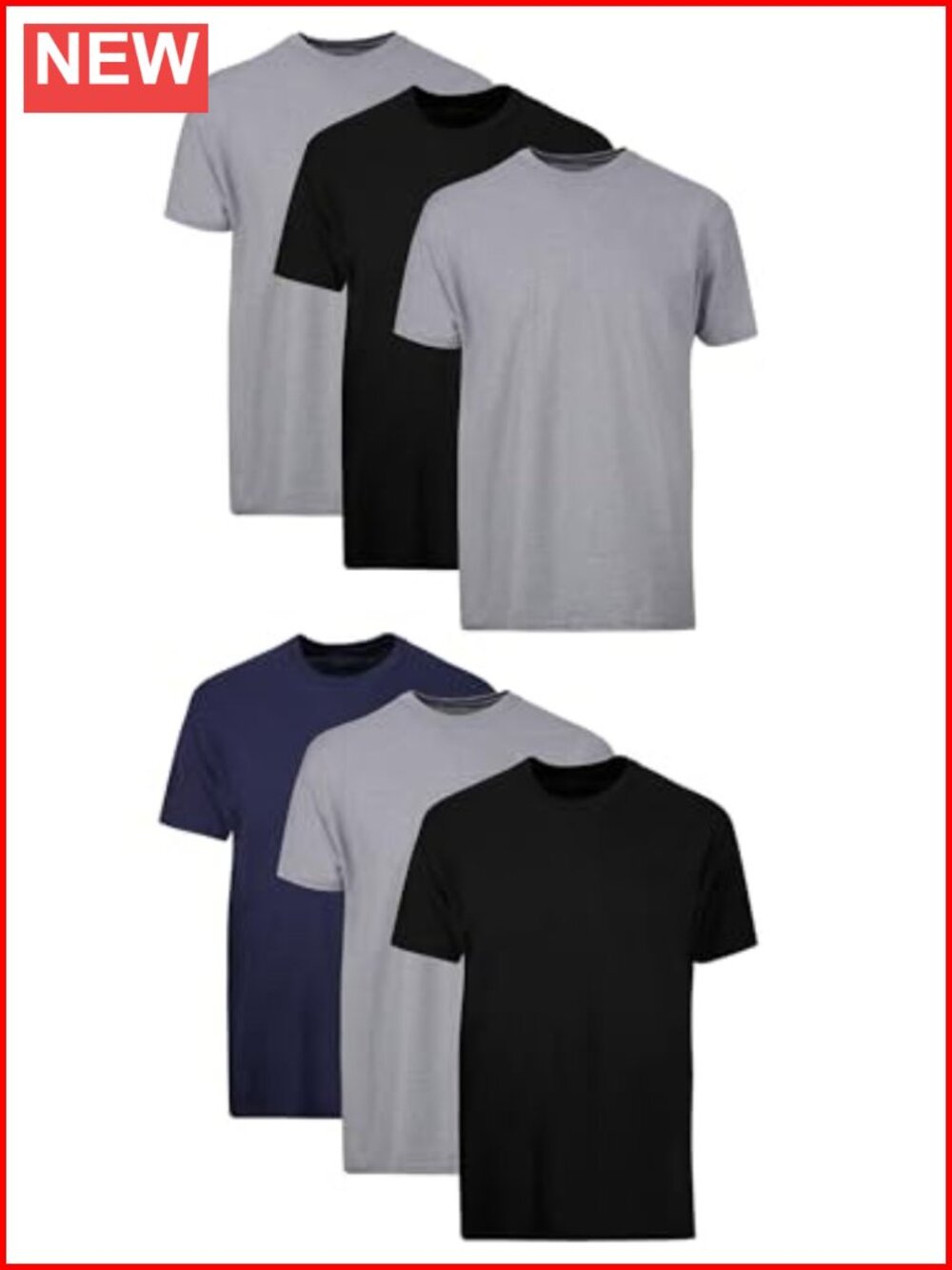 Men's Stay-Tucked Cotton Crewneck Undershirts 6-Pack Moisture-Wicking